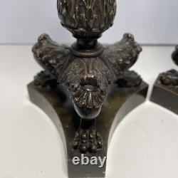 Vintage Pair Frederick Cooper 19th Century Bronze Candlesticks Camden Passage