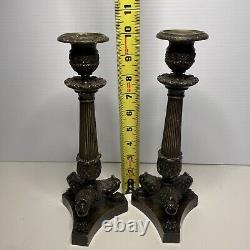 Vintage Pair Frederick Cooper 19th Century Bronze Candlesticks Camden Passage