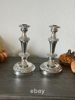 Vintage Pair GSC Silver Plate 11.5 Heavy Convertible (converts to 5) Candles