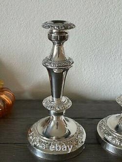 Vintage Pair GSC Silver Plate 11.5 Heavy Convertible (converts to 5) Candles