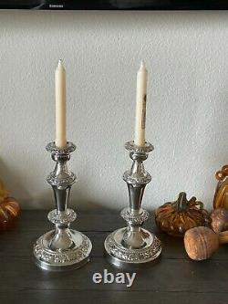 Vintage Pair GSC Silver Plate 11.5 Heavy Convertible (converts to 5) Candles