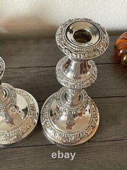 Vintage Pair GSC Silver Plate 11.5 Heavy Convertible (converts to 5) Candles