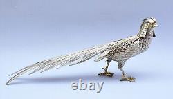 Vintage Pair Gilt Sterling solid silver pheasants 915 Silver By Dionisio García