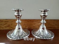 Vintage Pair Gorham #749 Chantilly Duchess Sterling Candleholder MID Century