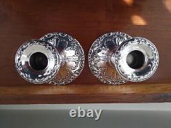 Vintage Pair Gorham #749 Chantilly Duchess Sterling Candleholder MID Century