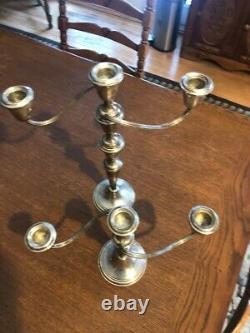 Vintage Pair Gorham Sterling Candleholders 807 Weighted 2 Heights