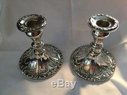 Vintage Pair Gorham Sterling Silver Chantilly Duchess Candlesticks 749