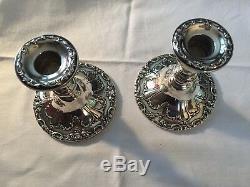 Vintage Pair Gorham Sterling Silver Chantilly Duchess Candlesticks 749