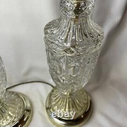 Vintage Pair Heyco Crystal Gold Lamps Hollywood Regency Mid Century Modern EUC