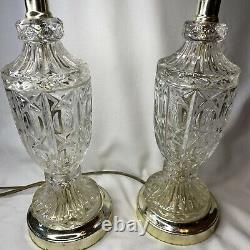 Vintage Pair Heyco Crystal Gold Lamps Hollywood Regency Mid Century Modern EUC