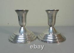 Vintage Pair INTERNATIONAL Sterling Silver 3.75 Candlesticks, #104, Weighted