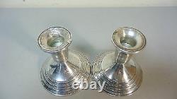Vintage Pair INTERNATIONAL Sterling Silver 3.75 Candlesticks, #104, Weighted