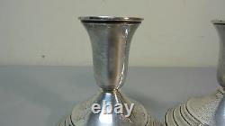 Vintage Pair INTERNATIONAL Sterling Silver 3.75 Candlesticks, #104, Weighted