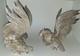 Vintage Pair Italian Silver Plated Fighting Cockerel Roosters Sculptures