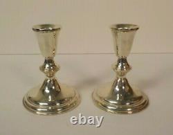 Vintage Pair LUX BOND & GREEN Sterling Silver 4.25 Weighted Candlesticks