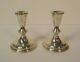 Vintage Pair Lux Bond & Green Sterling Silver 4.25 Weighted Candlesticks