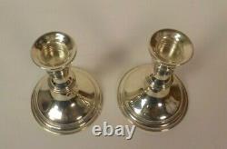 Vintage Pair LUX BOND & GREEN Sterling Silver 4.25 Weighted Candlesticks