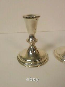 Vintage Pair LUX BOND & GREEN Sterling Silver 4.25 Weighted Candlesticks