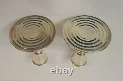 Vintage Pair LUX BOND & GREEN Sterling Silver 4.25 Weighted Candlesticks