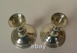 Vintage Pair LUX BOND & GREEN Sterling Silver 4.25 Weighted Candlesticks