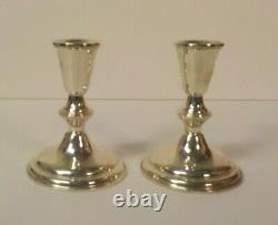 Vintage Pair LUX BOND & GREEN Sterling Silver 4.25 Weighted Candlesticks