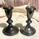 Vintage Pair Lux Bond & Green Sterling Silver Weighted Candlesticks