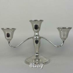 Vintage Pair La Pierre Sterling Silver Georgian Triple Candlesticks Candelabra