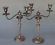 Vintage Pair Large 17 Tall Silver Plate Two 2 Arm Candlestick Candelabra