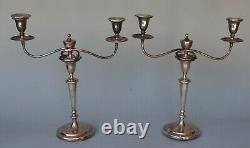 Vintage Pair Large 17 Tall Silver Plate Two 2 Arm Candlestick Candelabra