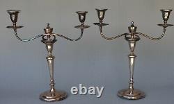 Vintage Pair Large 17 Tall Silver Plate Two 2 Arm Candlestick Candelabra