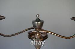 Vintage Pair Large 17 Tall Silver Plate Two 2 Arm Candlestick Candelabra