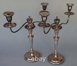 Vintage Pair Large 17 Tall Silver Plate Two 2 Arm Candlestick Candelabra