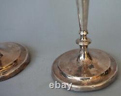 Vintage Pair Large 17 Tall Silver Plate Two 2 Arm Candlestick Candelabra