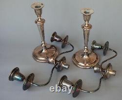 Vintage Pair Large 17 Tall Silver Plate Two 2 Arm Candlestick Candelabra