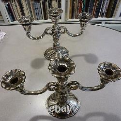 Vintage Pair Matching 10 Candelabras 835 Silver 1116 Grams Excellent Condition