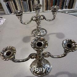 Vintage Pair Matching 10 Candelabras 835 Silver 1116 Grams Excellent Condition