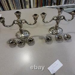 Vintage Pair Matching 10 Candelabras 835 Silver 1116 Grams Excellent Condition