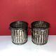 Vintage Pair Mid Century Modern Sterling Silver Garbage Can Toothpick Holder