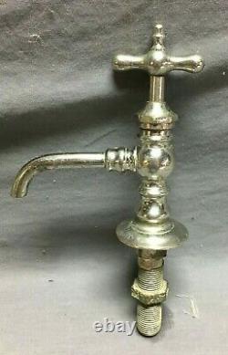 Vintage Pair Nickel Brass Hot Cold Bathroom Sink Faucets Old T Handles 1607-21B
