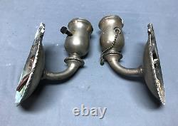 Vintage Pair Nickel Brass Interior Wall Sconce Light Fixtures Old 1903-22B