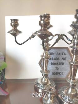 Vintage Pair Of American Goldfeder Silver Candelabras Silverplate 3 to 1 Read