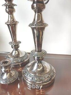 Vintage Pair Of American Goldfeder Silver Candelabras Silverplate 3 to 1 Read