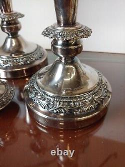 Vintage Pair Of American Goldfeder Silver Candelabras Silverplate 3 to 1 Read