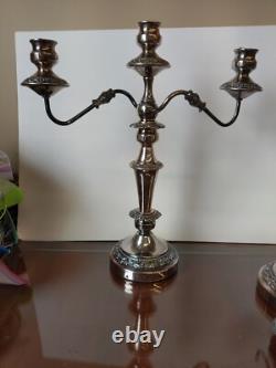 Vintage Pair Of American Goldfeder Silver Candelabras Silverplate 3 to 1 Read
