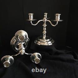 Vintage Pair Of Christolfe Silverplate Candlesticks Three Light