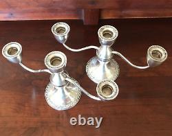 Vintage Pair Of Duchin Creations 925 Sterling Silver Three Candle Candelabras