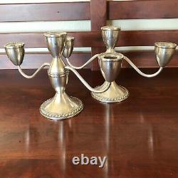 Vintage Pair Of Duchin Creations 925 Sterling Silver Three Candle Candelabras