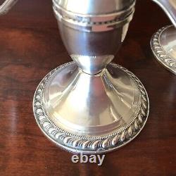 Vintage Pair Of Duchin Creations 925 Sterling Silver Three Candle Candelabras