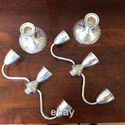 Vintage Pair Of Duchin Creations 925 Sterling Silver Three Candle Candelabras