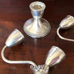 Vintage Pair Of Duchin Creations 925 Sterling Silver Three Candle Candelabras